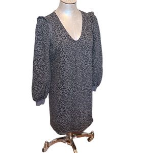 Nine West Women’s animal print pull on sweatshirt Dress with ruffl…